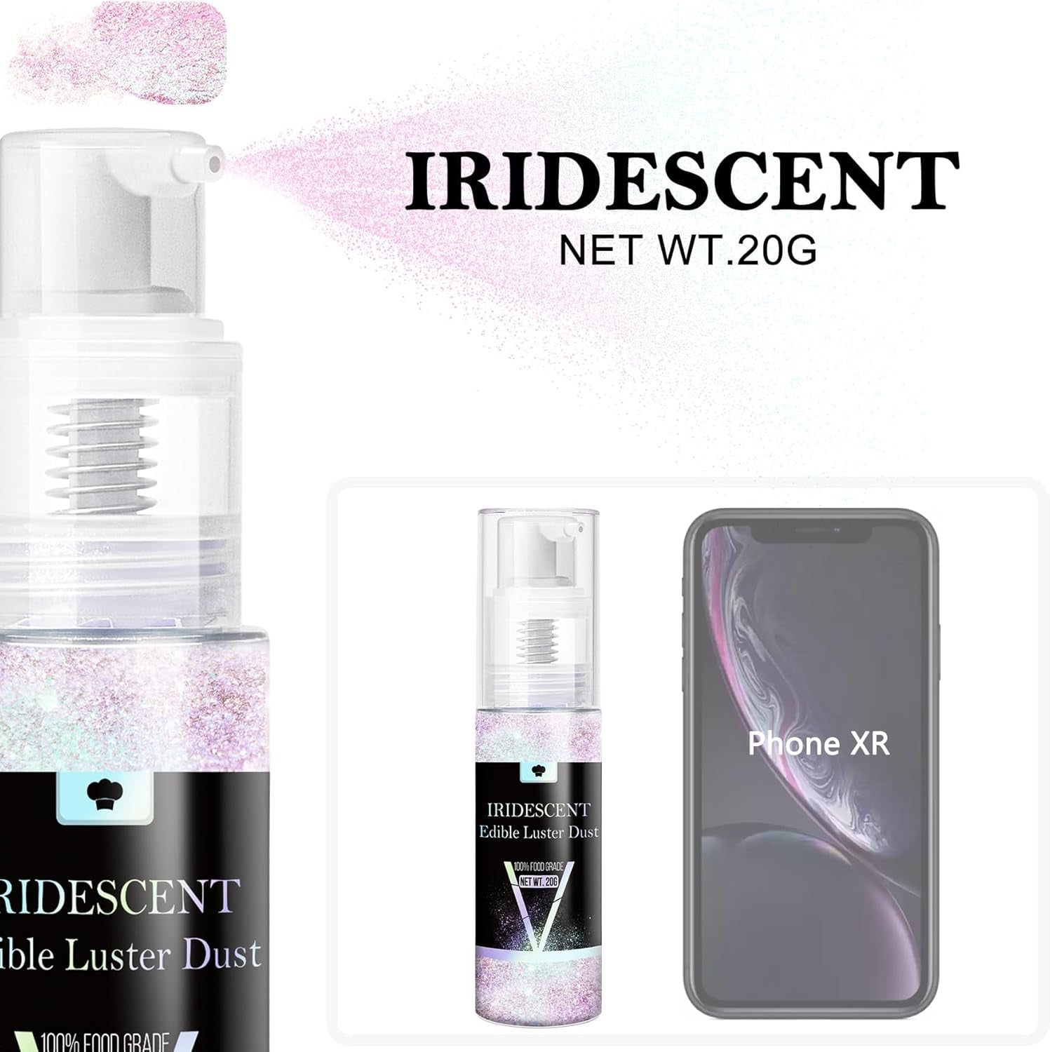 Set spray cu sclipici comestibil - 20 g praf de sclipici alimentar iridescent pentru băuturi, șampanie, prăjituri - colorant alimentar metalic comestibil pentru cocktailuri, vin, lichior, copt, prăjituri