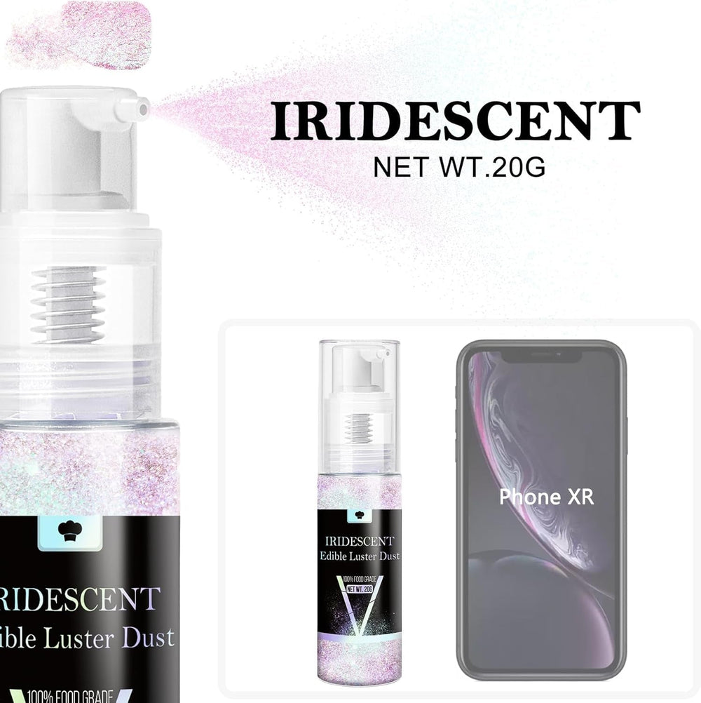 Set spray cu sclipici comestibil - 20 g praf de sclipici alimentar iridescent pentru băuturi, șampanie, prăjituri - colorant alimentar metalic comestibil pentru cocktailuri, vin, lichior, copt, prăjituri