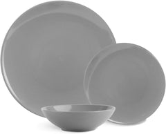 Geschirrservice Aus Steingut, 18-Teilig, Rauchiges Grau, Service Für 6 Personen Tableware sets Naty Shop