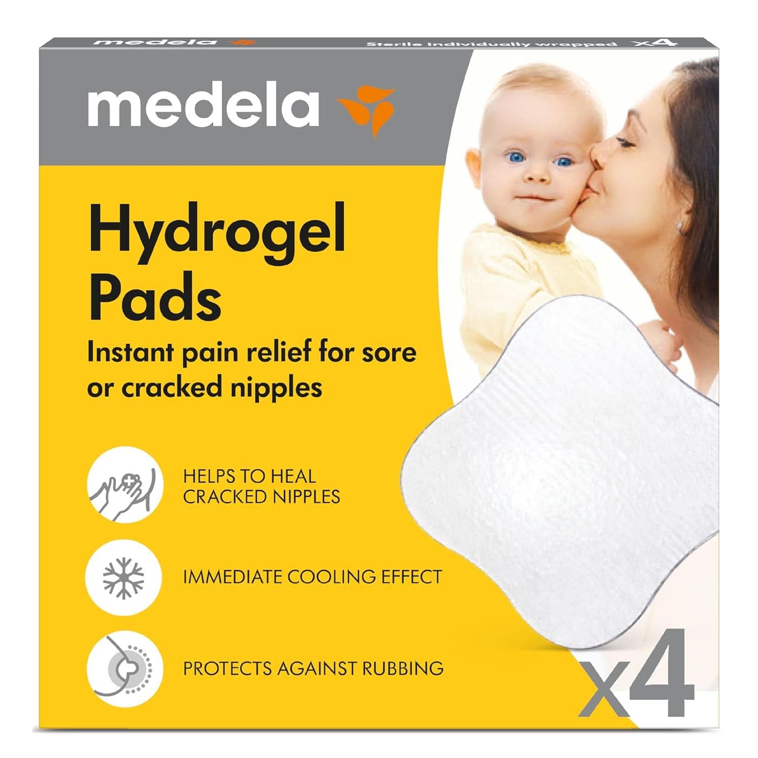 Medela Hydrogel Pads - ameliorare imediată și răcire pentru mameloanele dureroase - reutilizabile - pachet de 4 tampoane sterile, ambalate individual Accesorii Hrana si Alaptare Bebe Naty Shop