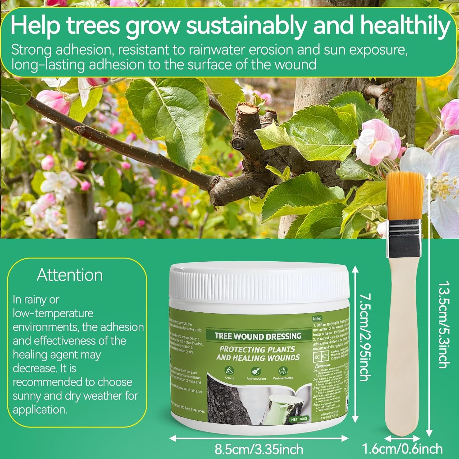 Wundverschluss Für Bäume, Baumwachs Für Obstbäume, Baumwachs Wundverschluss Obstbäume Für Gartenpfropfen, Ziergehölze, Bonsai, Fördert Die Wundheilung, Bildet Schnell Einen Schutzfilm, 300 G