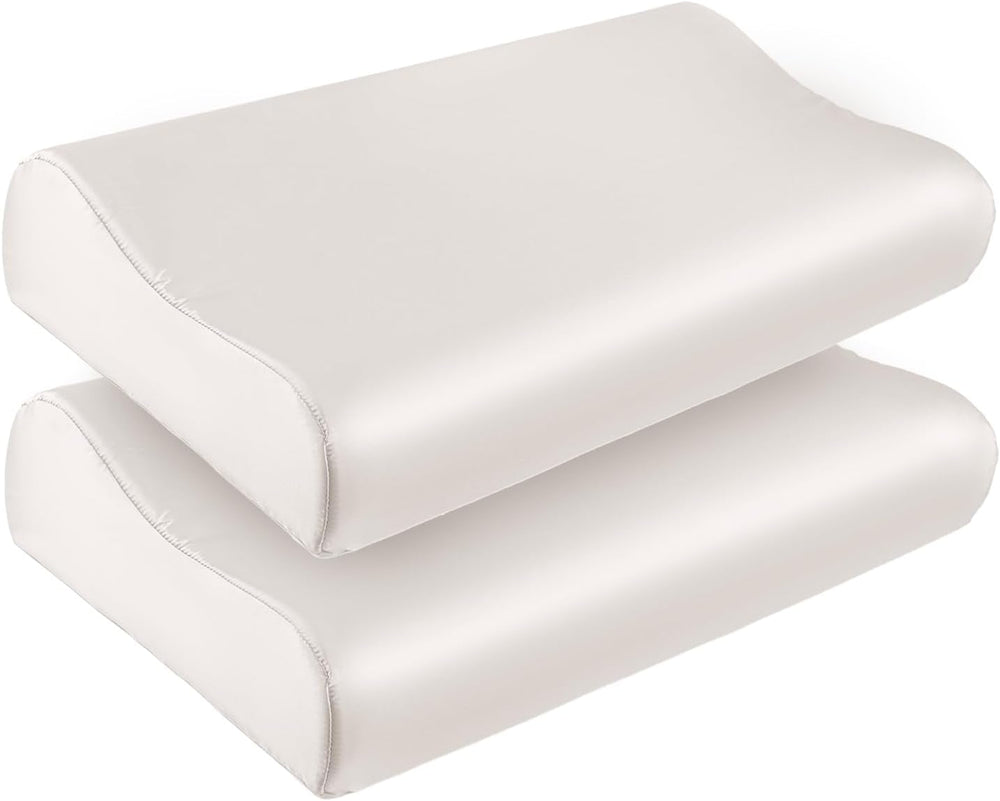 Față de pernă THXSILK din mătase de dud 19 Momme pentru pernă contur din spumă cu memorie, pernă cervicală din latex, hipoalergenică, lavabilă (50 x 30 x 10/7 cm, gri închis)