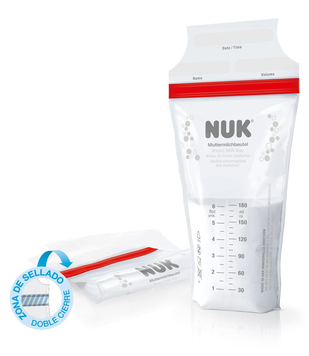 NUK breast milk bags, which save space and can be used immediately, 180 ml, 25 pcs, transparent Accessories Food and Breastfeeding Bebe Naty Shop