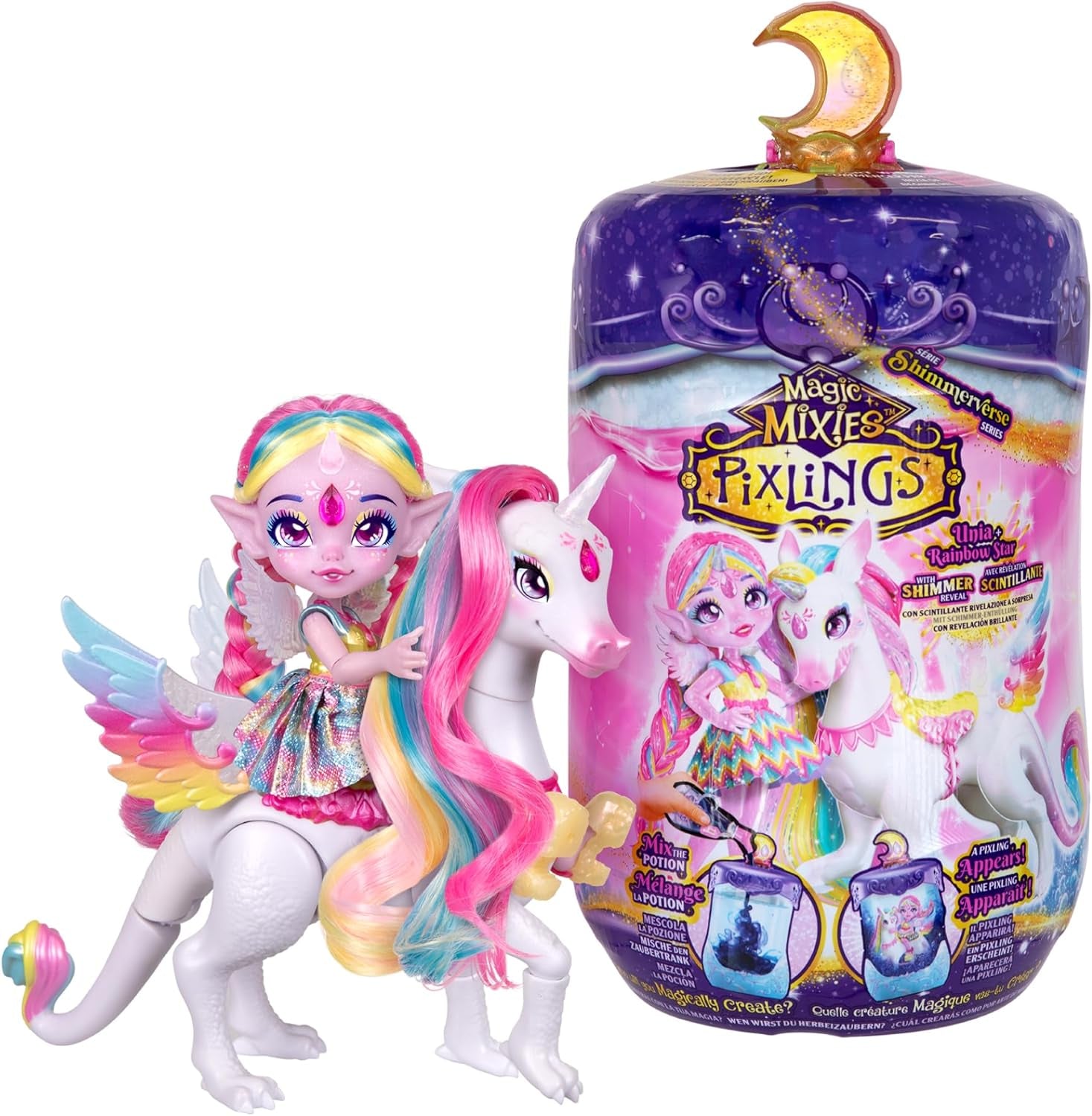 Magic Pixlings Pop + Pony Set mit Puppe und Pony - Magic Unboxing mit speziellen Zaubern - Puppe mit langen Mähnen zum Kämmen - Kinder ab 3 Jahren behrumt - MG104000