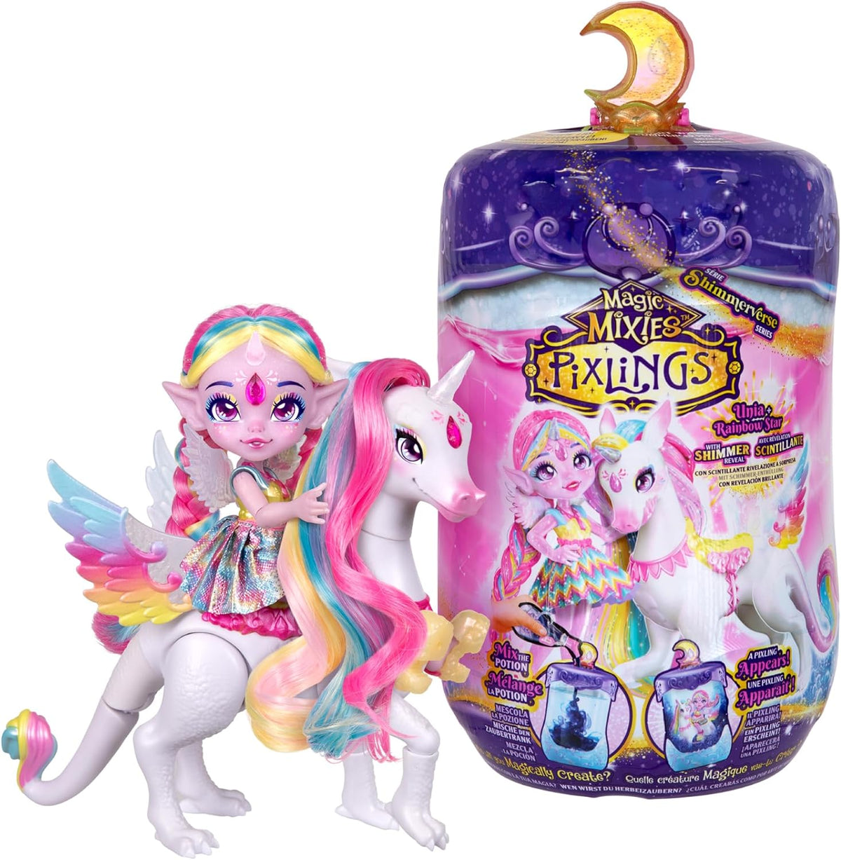 Magic Pixlings Pop + Pony Set mit Puppe und Pony - Magic Unboxing mit speziellen Zaubern - Puppe mit langen Mähnen zum Kämmen - Kinder ab 3 Jahren behrumt - MG104000