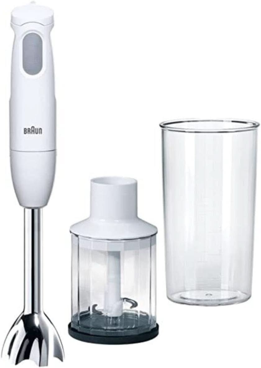 Braun Stabmixer MQ10.001M Multiquick 1 - Extra Leichter Pürierstab Mit Edelstahl-Mixfuß Und Easytwist System, Inkl. 600 Ml Mix- & Messbecher, 450 Watt, Weiß Mama si Copilul Naty Shop Mq 120 Pesto