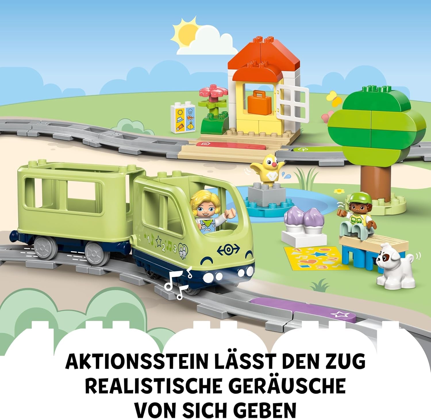 LEGO DUPLO Town Interactive Adventure Train, Playset with Lights and Sounds for Role Play, Allows 2-Year-Olds to Build Tracks, Preschool Educational Toy 10427 Building Sets Besuche den LEGO-Store