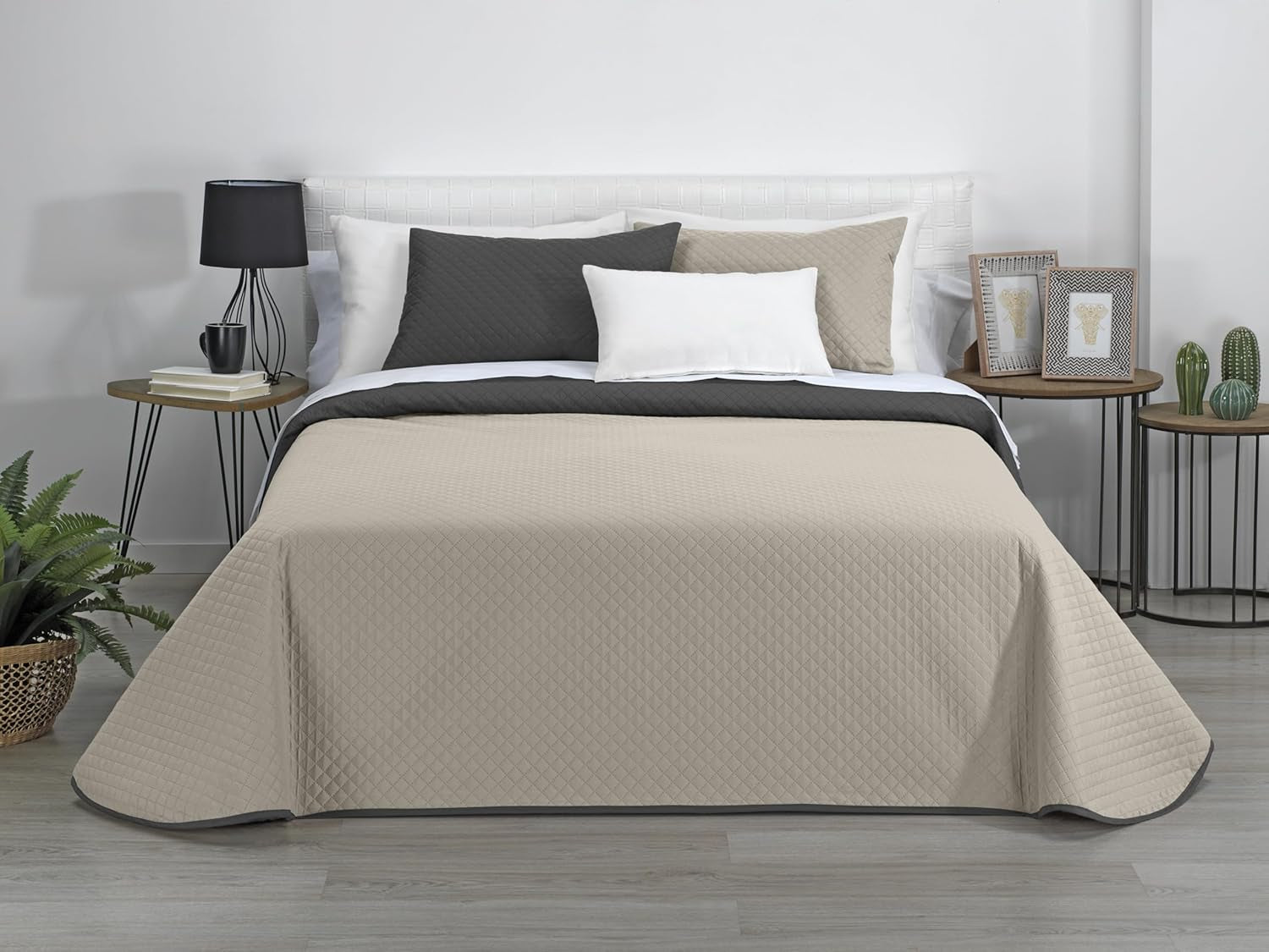 Estoralis | AVA | Reversible Quilt | For All Seasons | Color - Grey/Anthracite | For Bed 180 Cm. (270 X 270 Cm. Ancho X Alto) | Quilted quilt Quilts and quilts Naty Shop