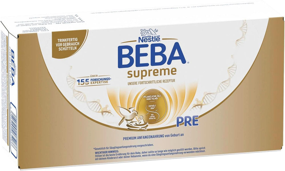 BEBA SUPREME PRE Initial milk ready to drink from birth, baby food with DHA, lactose only, palm oil free, pack of 8 (8 x 200 ml) Mother and Child Naty Shop Beba Supreme Pre 32 x 70 ml