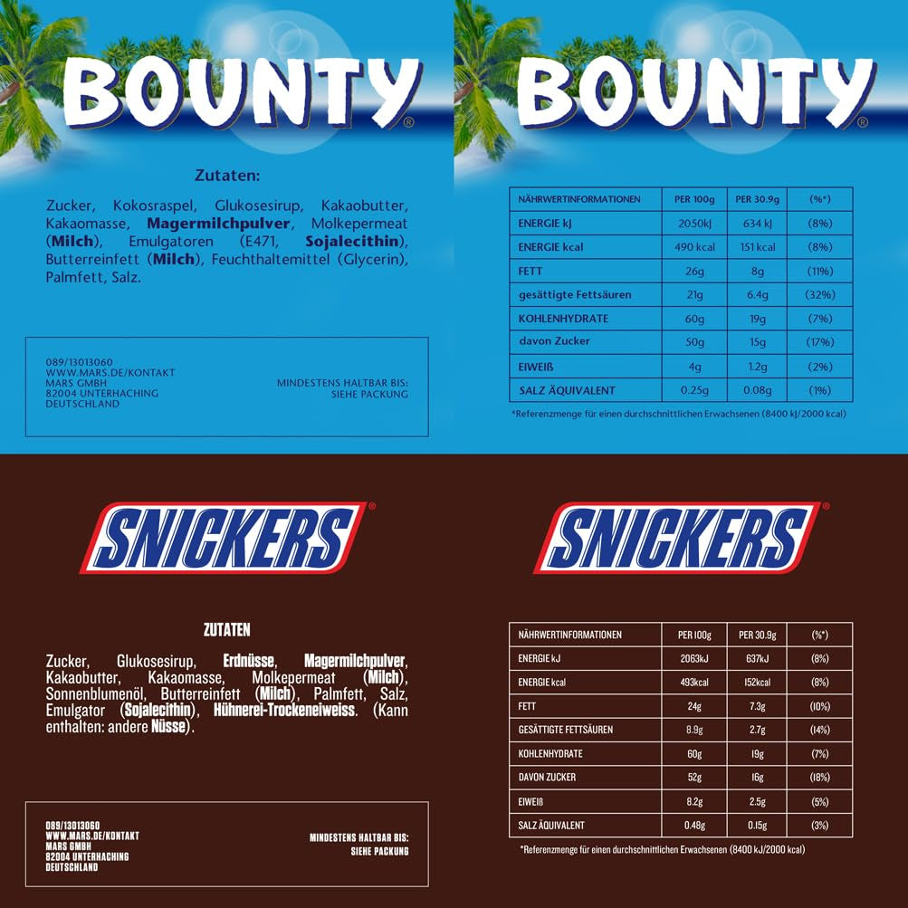 Mix of miniatures, Mars, Snickers, Bounty & Twix, Classic bars in mini format, 296 Bars, 3Kg Chocolate Candies Naty Shop