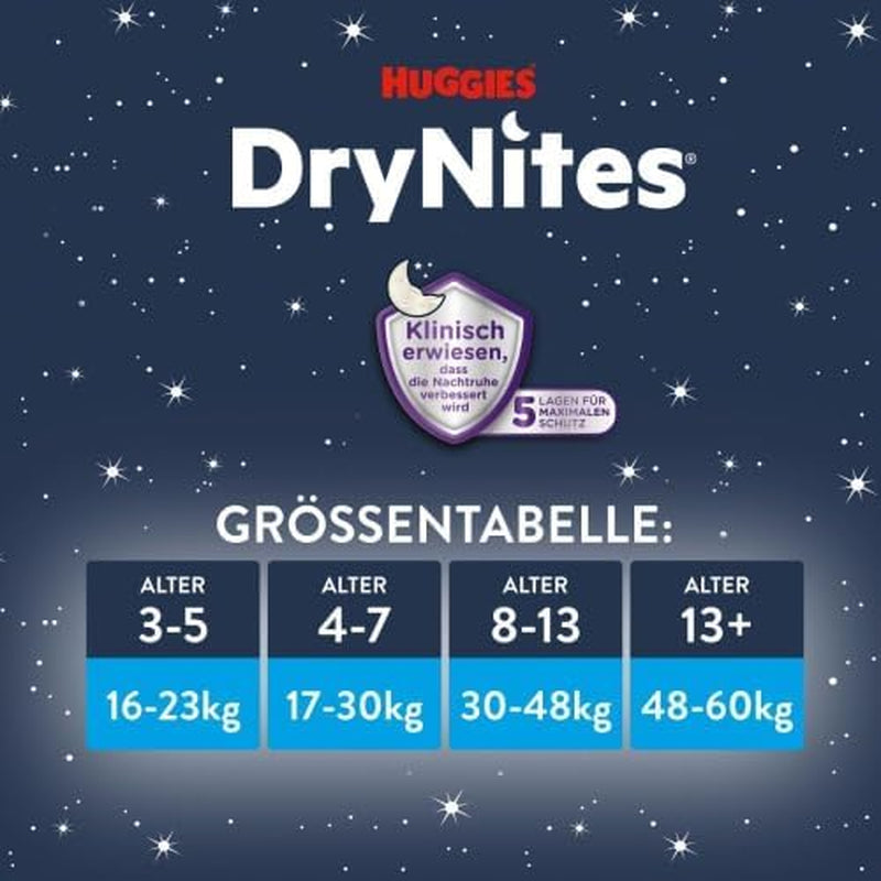 Huggies DryNites Super Absorbent Nighttime Diapers for Girls 4-7 Years, 4 x 16 Panty Diapers (64 Count), Monthly Pack