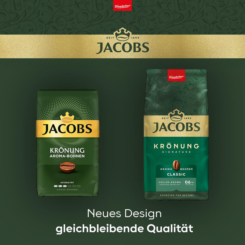 Jacobs Krönung Aroma Beans Classic, aromă completă, nuci, note citrice, boabe Arabica & Robusta, intensitate 6/10, ideal pentru cafeaua clasică Cafea Naty Shop