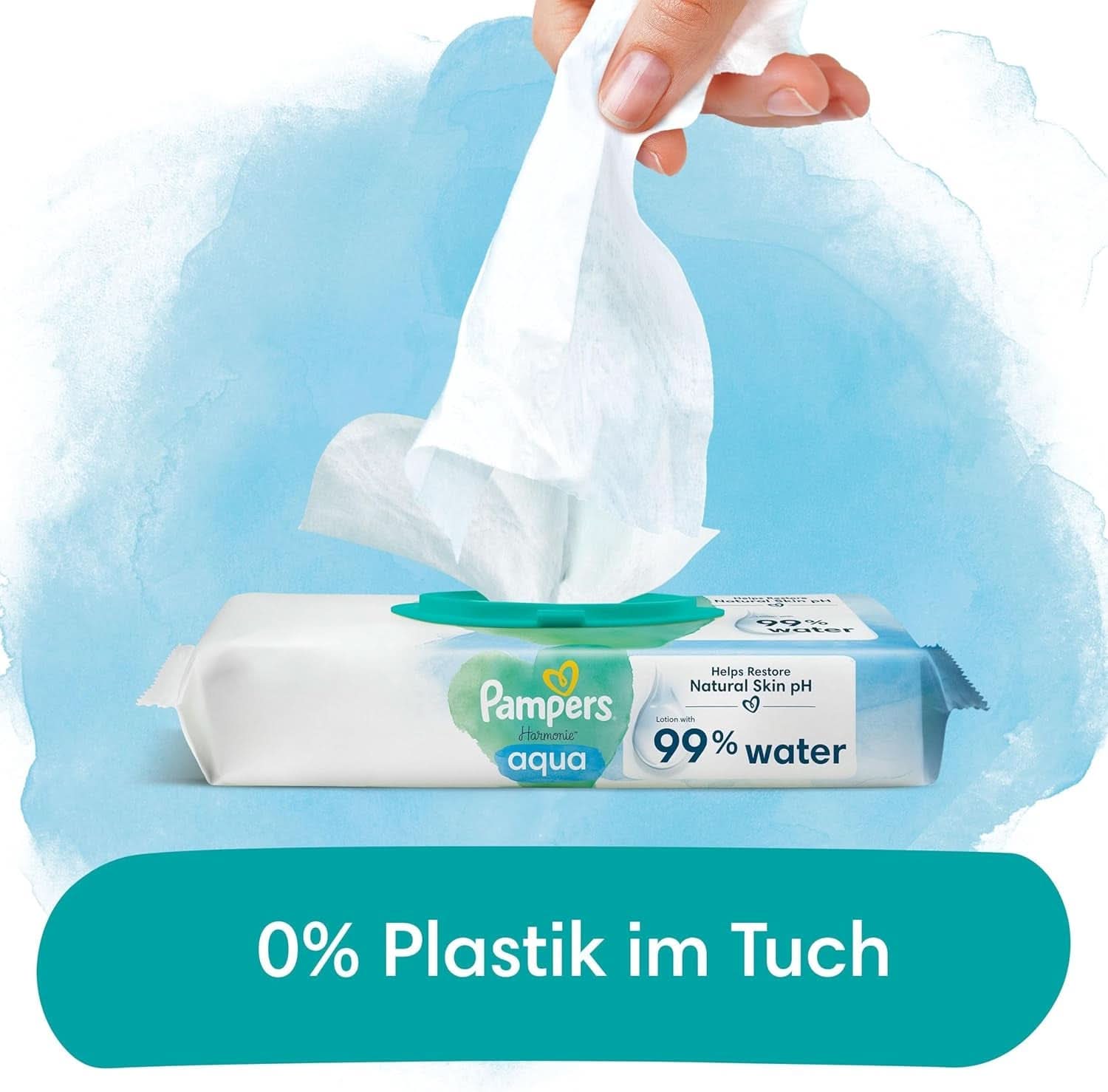 Pampers Harmonie Aqua Feuchttücher 6 Packungen Mit Jeweils 48 Feuchttüchern - 288 Feuchttücher, Die Helfen, Den Natürlichen Ph-Wert Der Haut Wiederherzustellen, Leichte Lotion Mit 99% Wasser Naty Shop