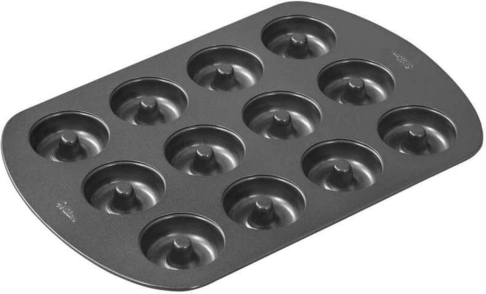 Wilton Donut-Backform Mit 12 Mulden Donutform, Hochwertige Donut Backform Mit Antihaftbeschichtung Für 12 Mini-Donuts, Spülmaschinenfest Molds and trays for baking Naty Shop Mini