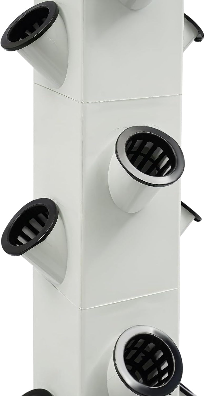 56 Holes 7 Tier Hydroponic System Soilless Grow System Grow Kit Aeroponic Tower Hydroponic Grow System with Hydration Pump Timer Adapter Grow Bed and Mesh Pot