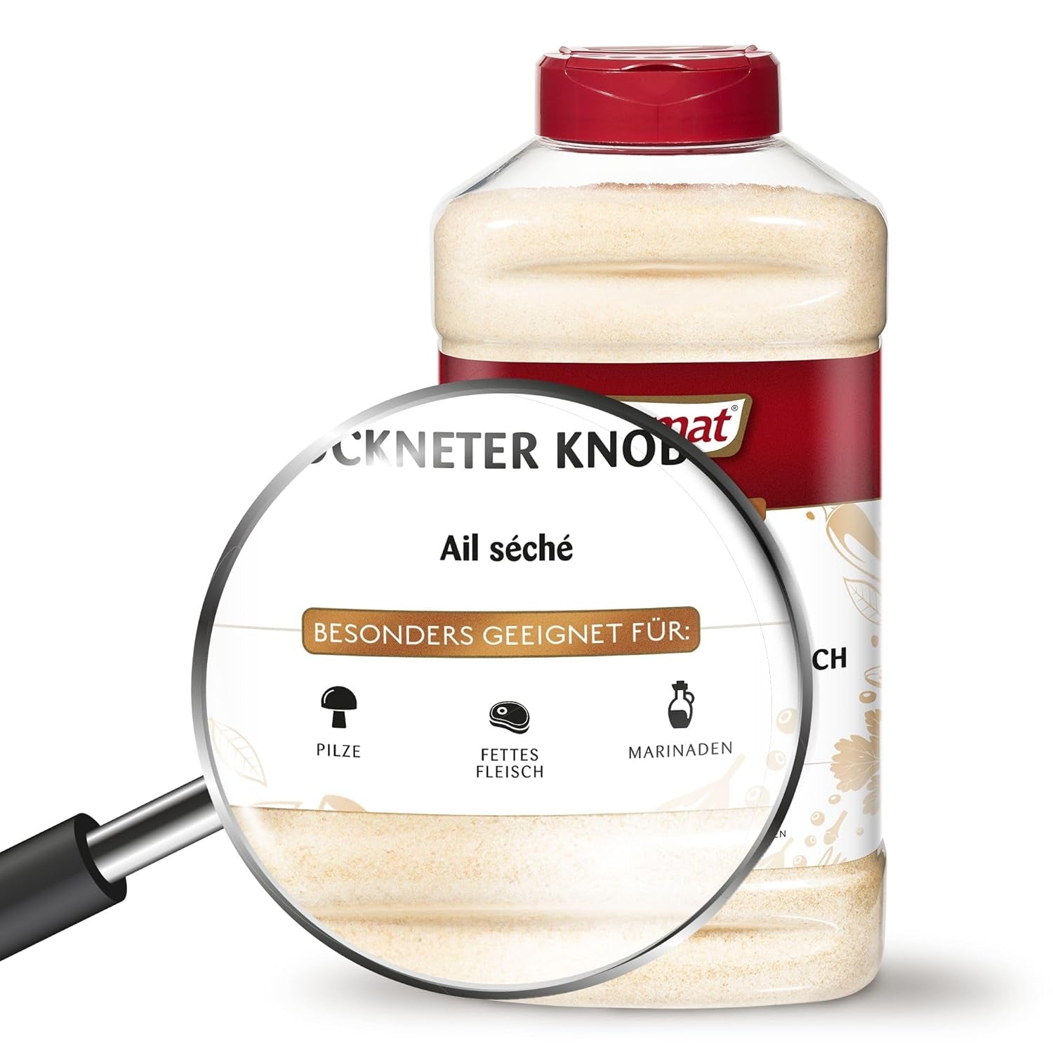 Prymat Getrockneter Knoblauch granuliert 1.05kg – Aromatisches Knoblauchgranulat zum Würzen von Fleisch, Fisch, Gemüse, Saucen, Dips & Marinaden – intensiv im Gesmack – ohne Zusätze