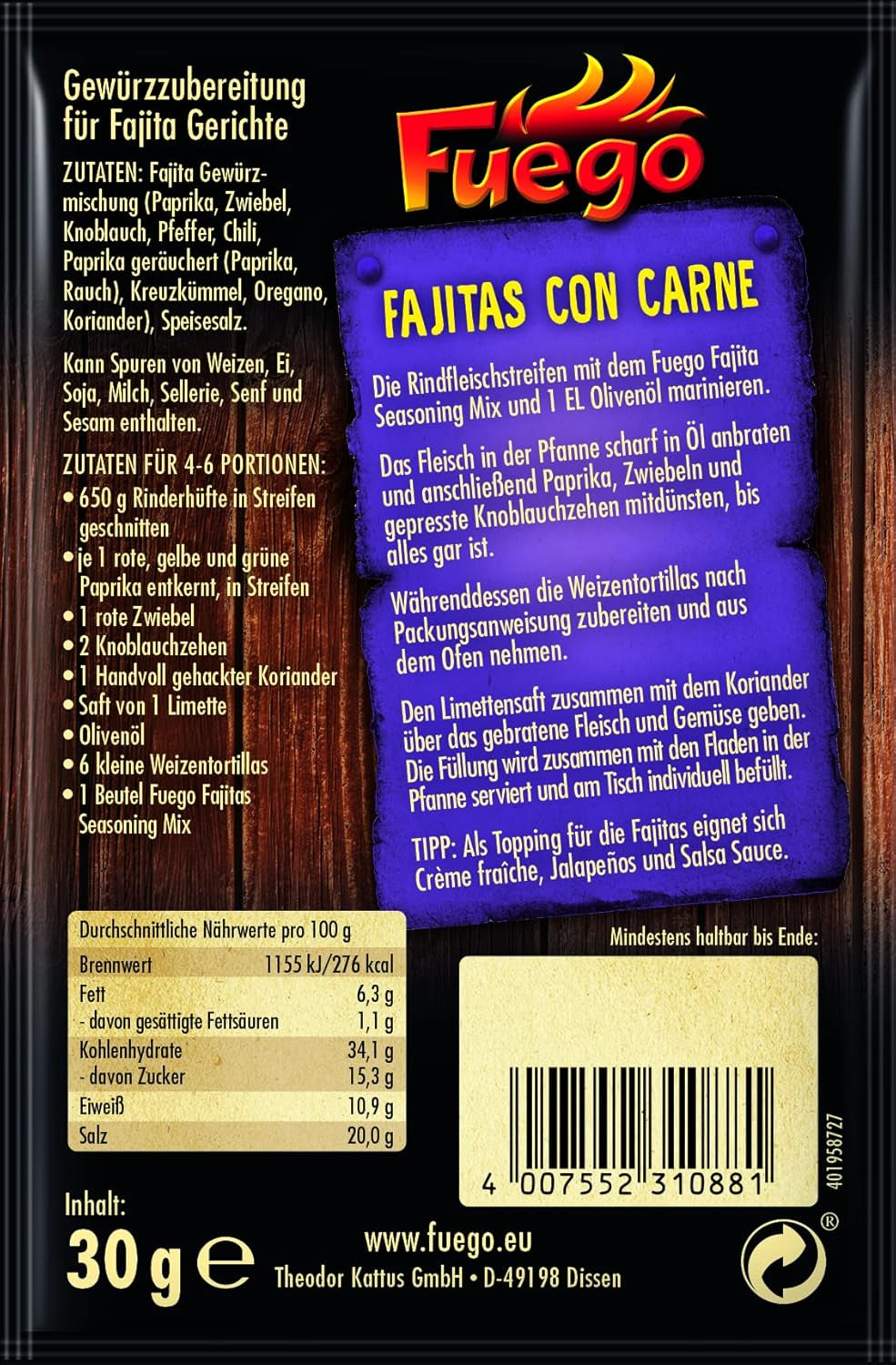 - Fajita Seasoning Mix | 30 g in Bag