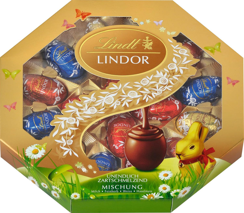 Easter Mix Lindt Chocolate LINDOR | Box 144g | LINDOR eggs that melt in your mouth in three variants: Milk chocolate, Dark chocolate, Hazelnut | Easter Chocolate | Gift of chocolate | 1 pack