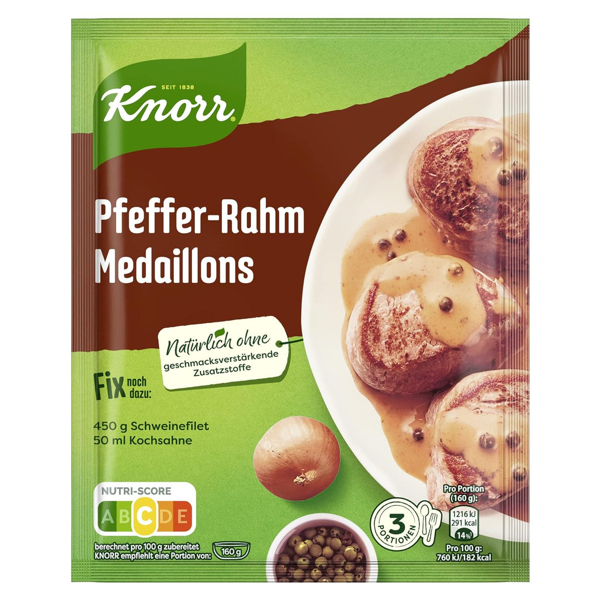 Knorr Fix Pfeffer-Rahm Medaillons 3 Portionen (1 x 35 g) | 35 g (1 pack)