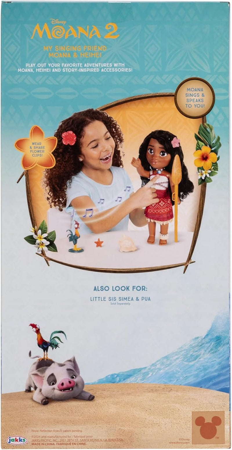 Disney - Vaiana 2 – Singende Puppe Vaiana, beweglich - Größe 35 cm – polynesisches Outfit – Frisierbares Haar – Spielzeug für Mädchen ab 3 Jahren