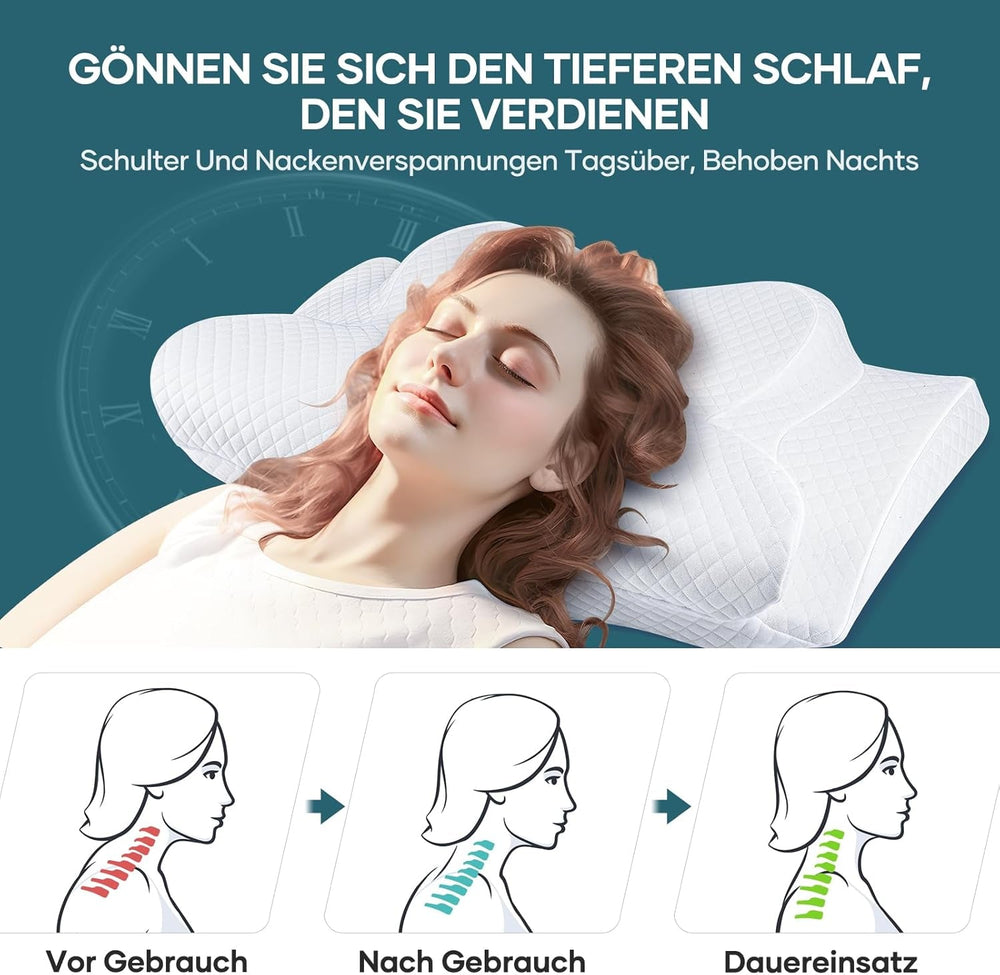 Pernă pentru gât Pernă pentru cap Pernă ortopedică Pernă din spumă de memorie Pernă ergonomică pentru cap Pernă pentru susținerea gâtului Pernă anti-impact lateral Pentru cei care dorm lateral, pe spate și abdominal Alb Perne ortopedice cervicale Naty Shop