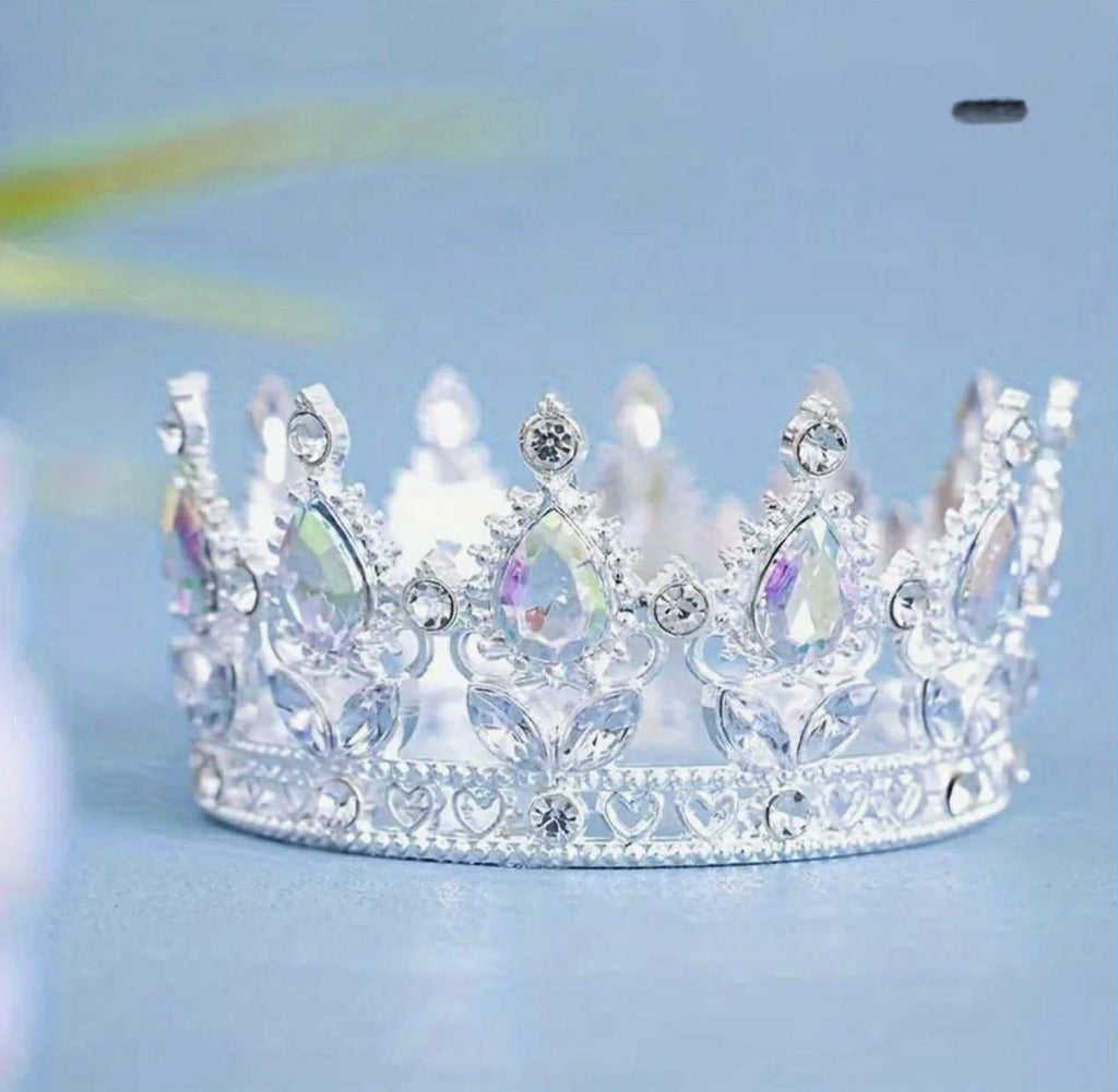 Silver metal crown with stones