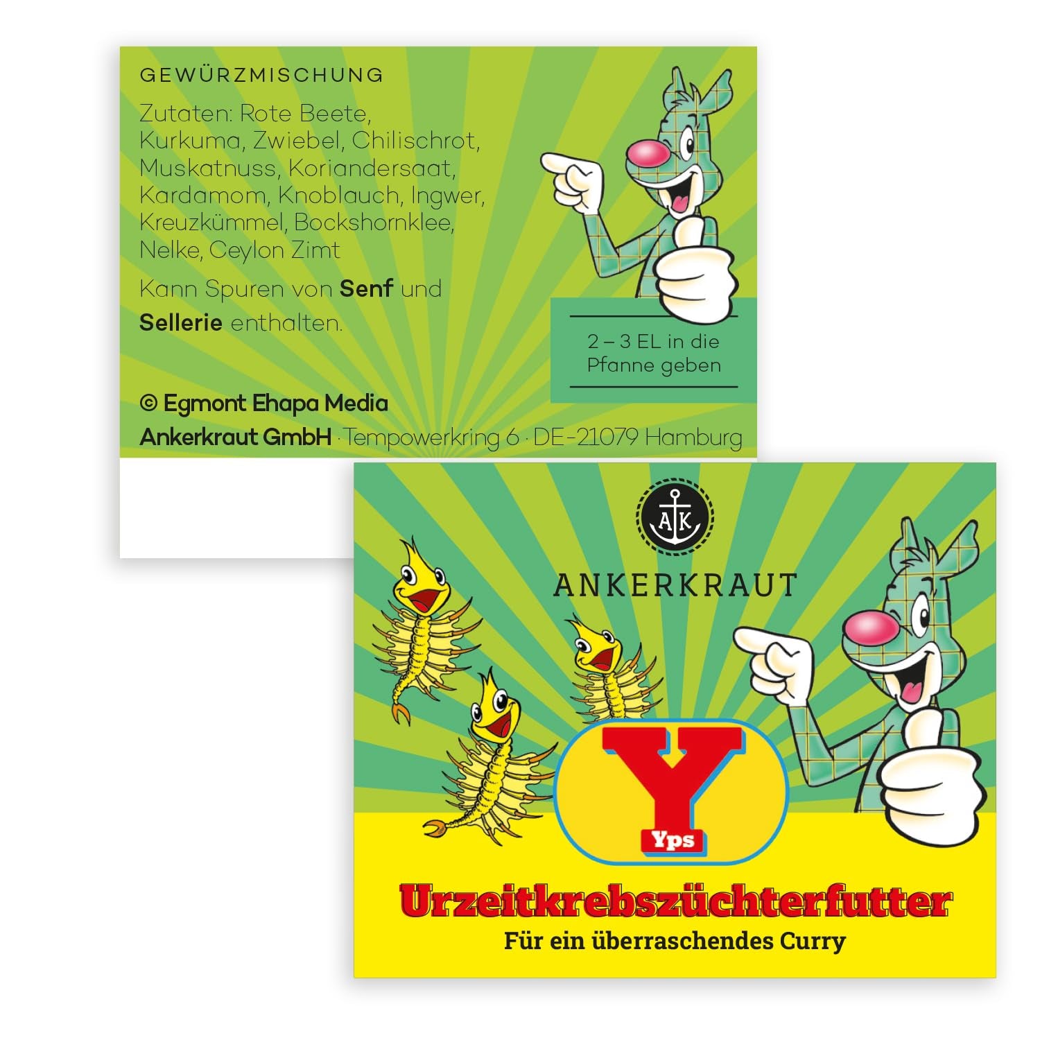 Ankerkraut x Yps Urzeitkrebszüchterfutter, Gewürzmischung für Rice, Gemüse und Snacks, mit Rote Beete, Kurkuma und Zwiebel, ohne Salz, 80 g im Corkenglas
