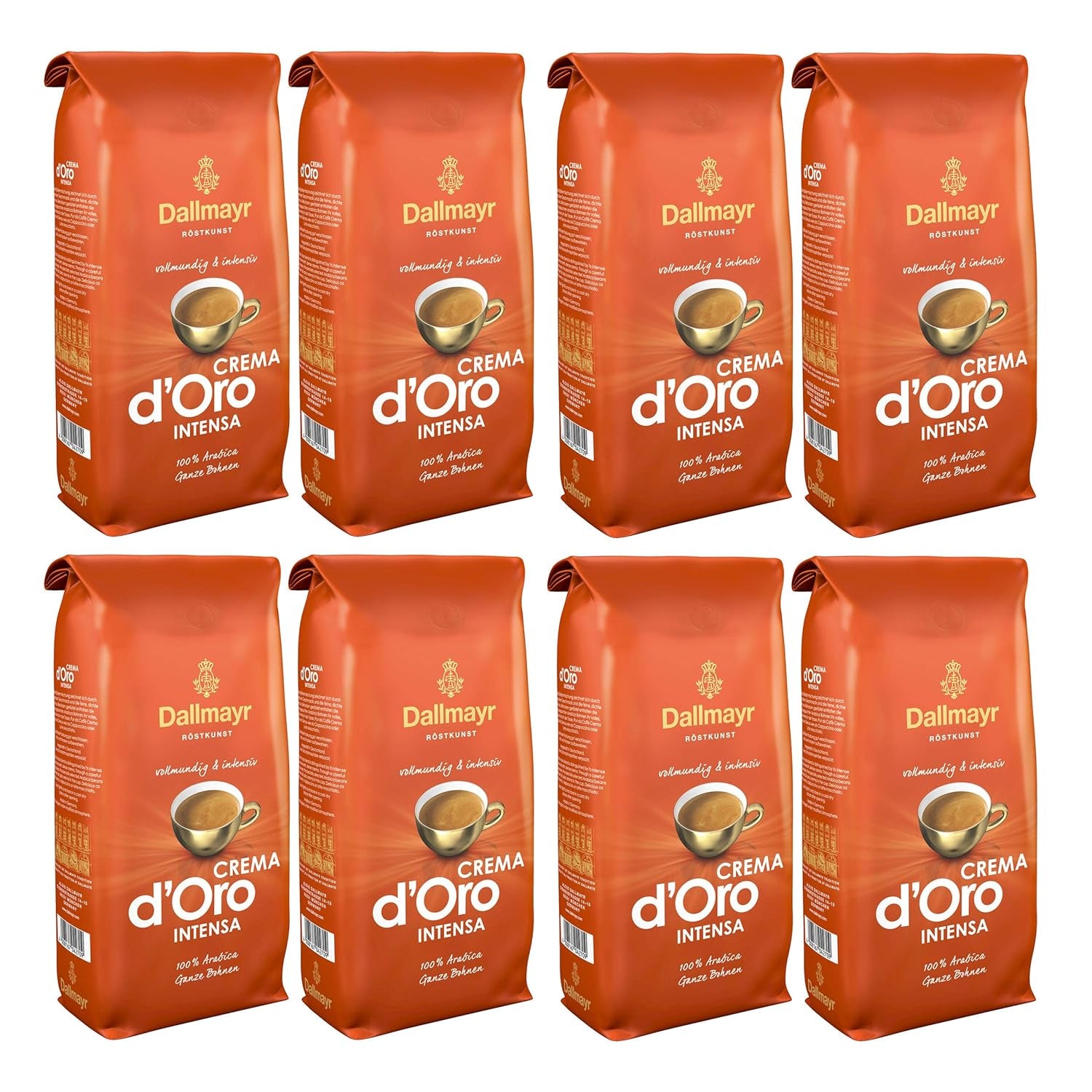 Cafea Crema d'Oro Intensa, Cafea măcinată, Cafea prăjită, Boabe întregi, Boabe de cafea, 8 x 1000 g