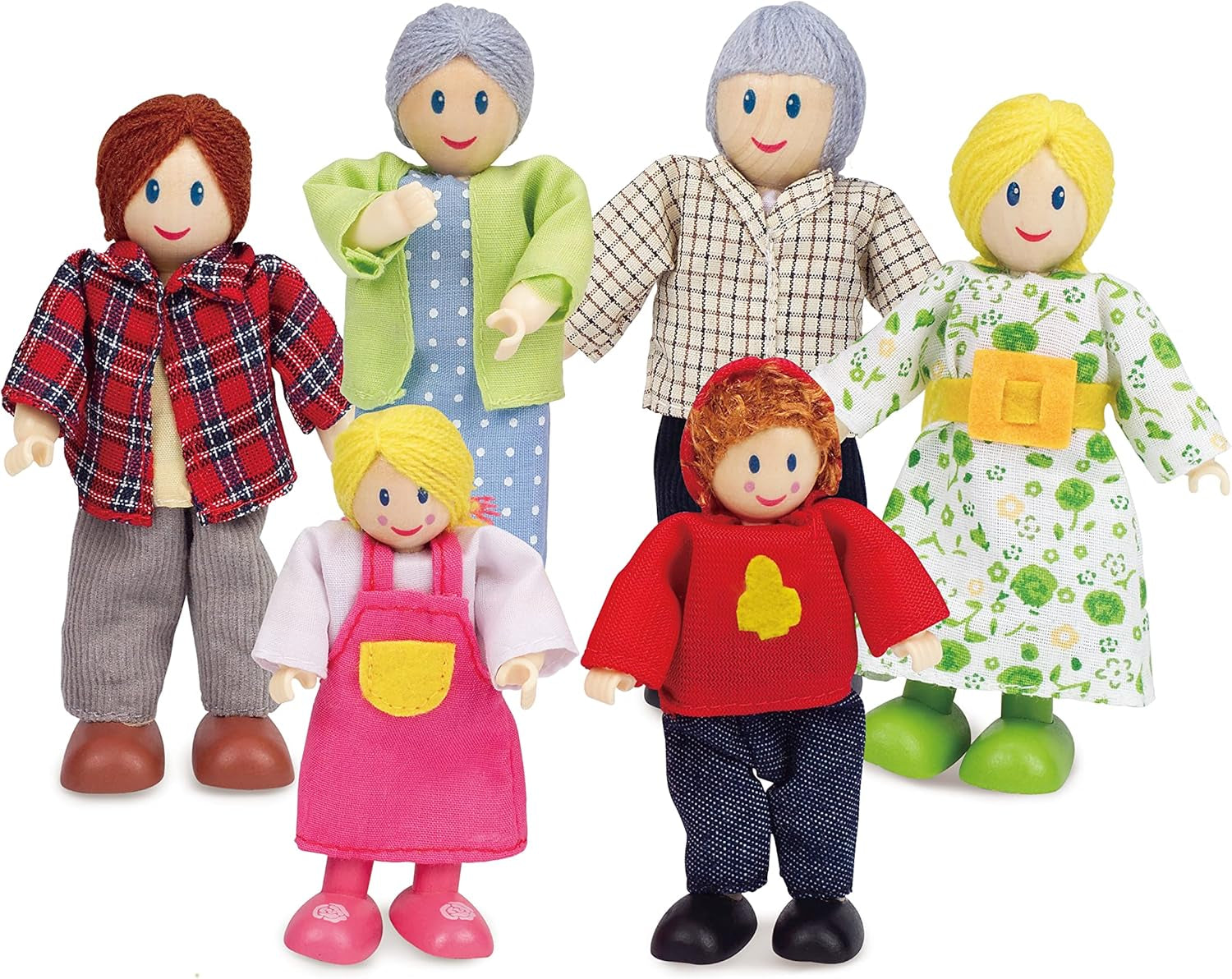 Hape Doll Family Award Winning Doll Family Set Unique Wooden Doll House Accessory Fantastic Play 6 Doll Family Members Naty Shop Dolls Default Title