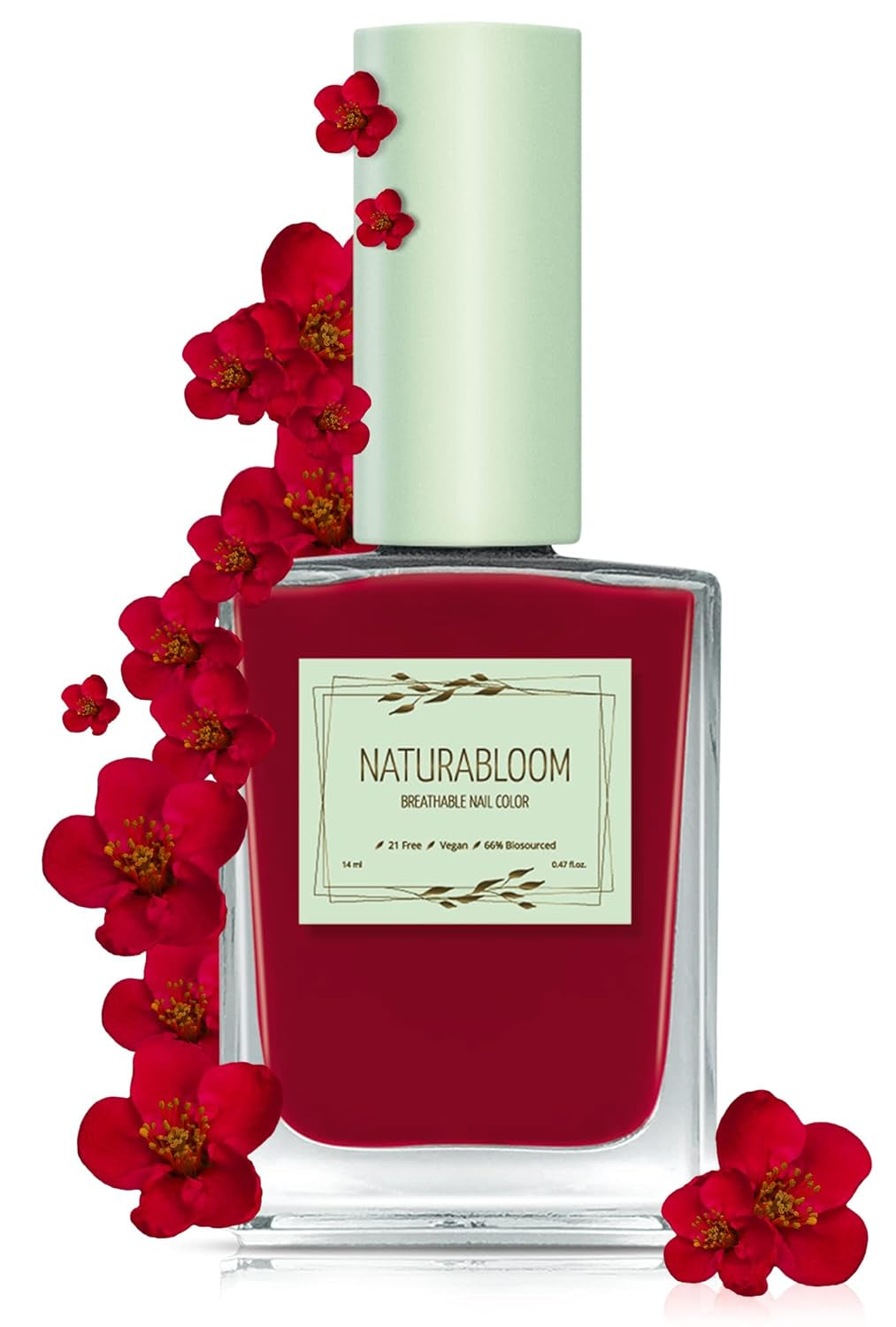 Oja coral cu uscare rapidă (Burnt Coral) - ojă naturală cu formulă vegană - respirabilă, sustenabilă și de lungă durată, 14 ml