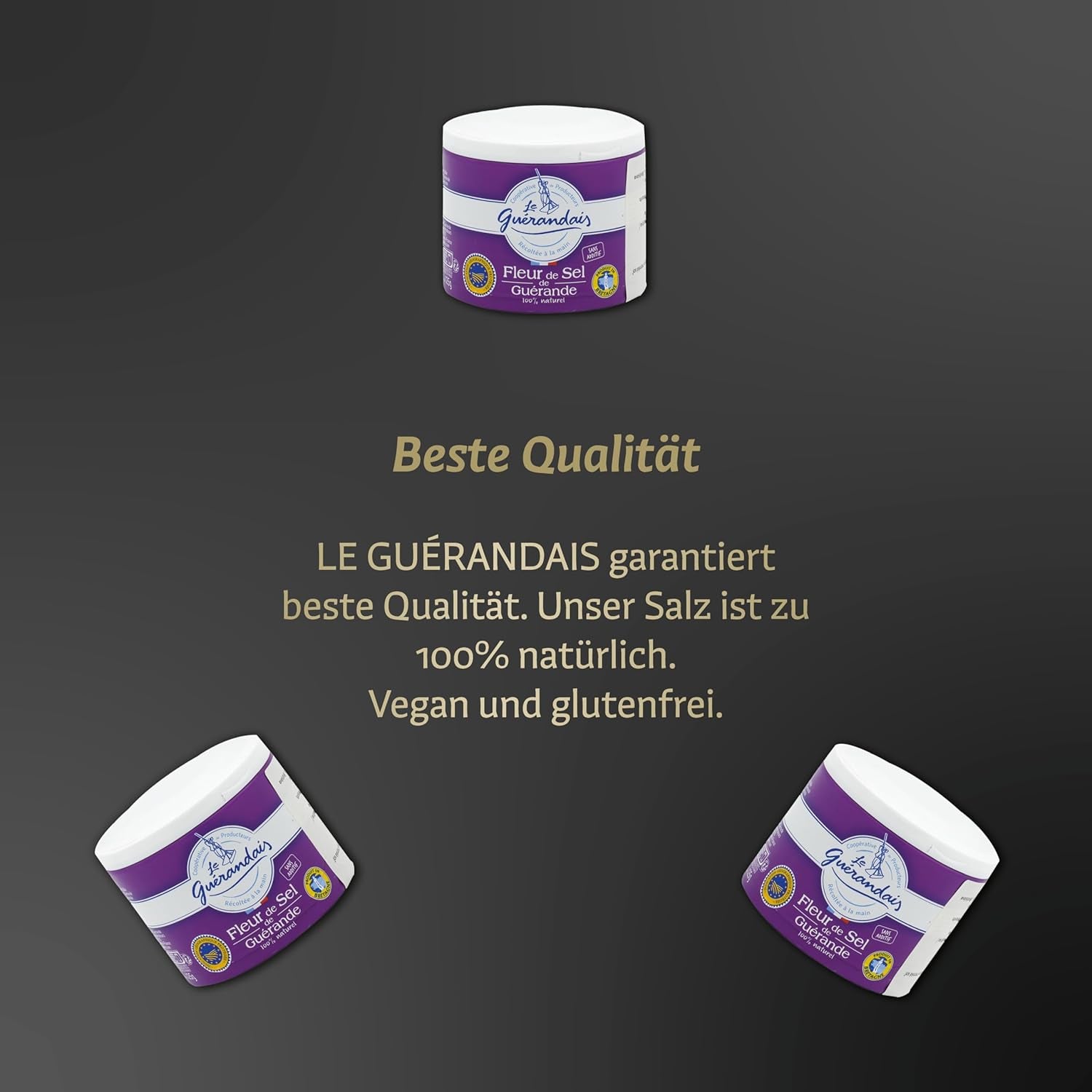 Handgeschöpftes Fleur de Sel, DE GUERANDE, 125g Dose
