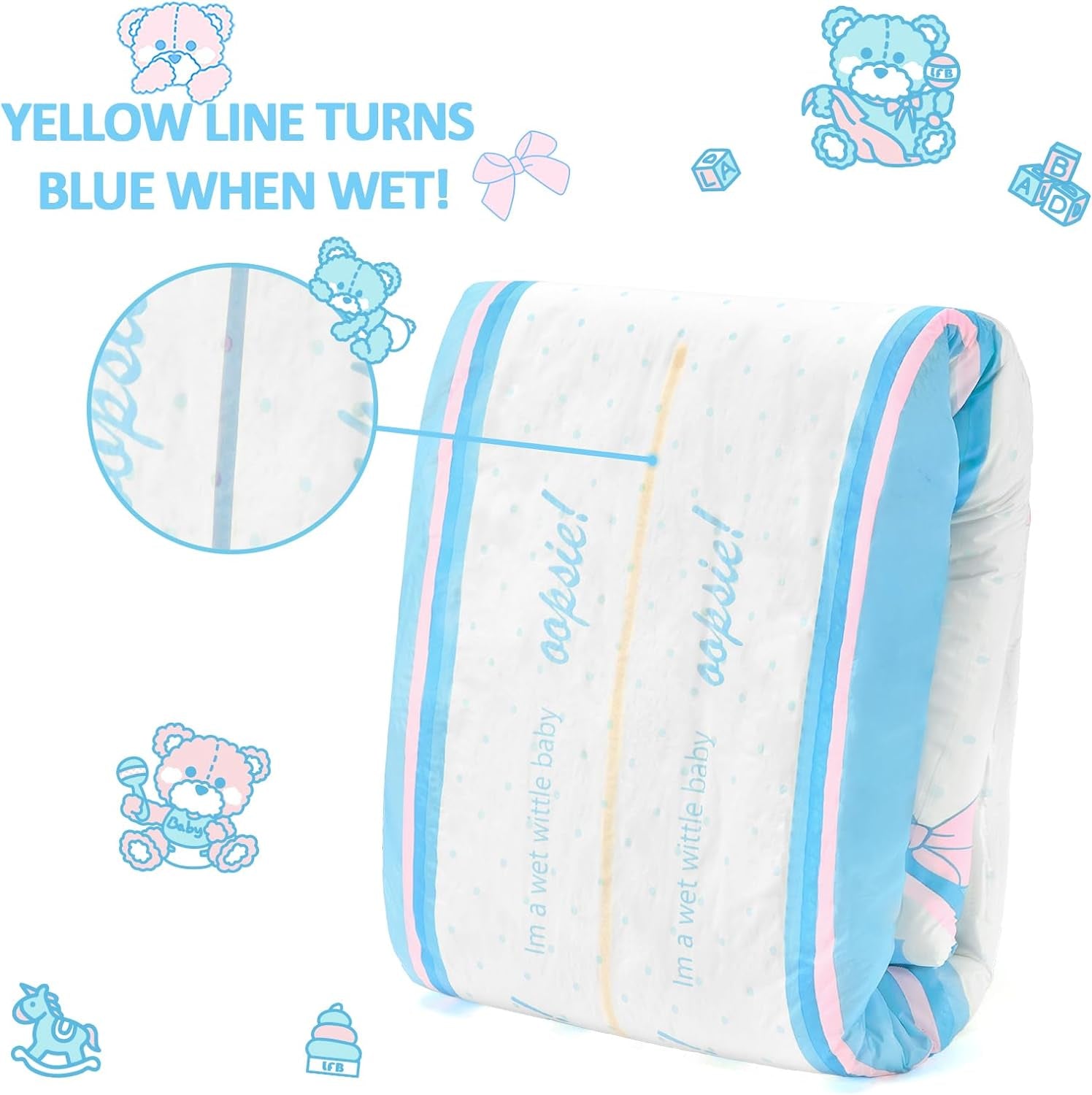 Adult Printed Diapers 5500-5800ml 10 Pieces - Toilet Briefs (XL)