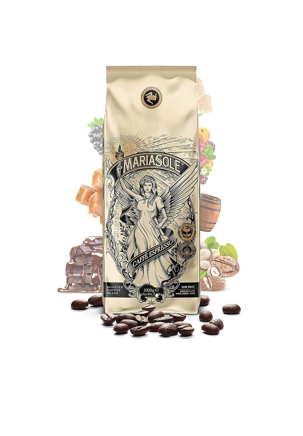 Caffè Espresso Kaffeebohnen - Traditionelle Röstung in Sizilien über Holzfeuer In Handarbeit - Premium Espressobohnen 1kg für Vollautomat und Siebträger