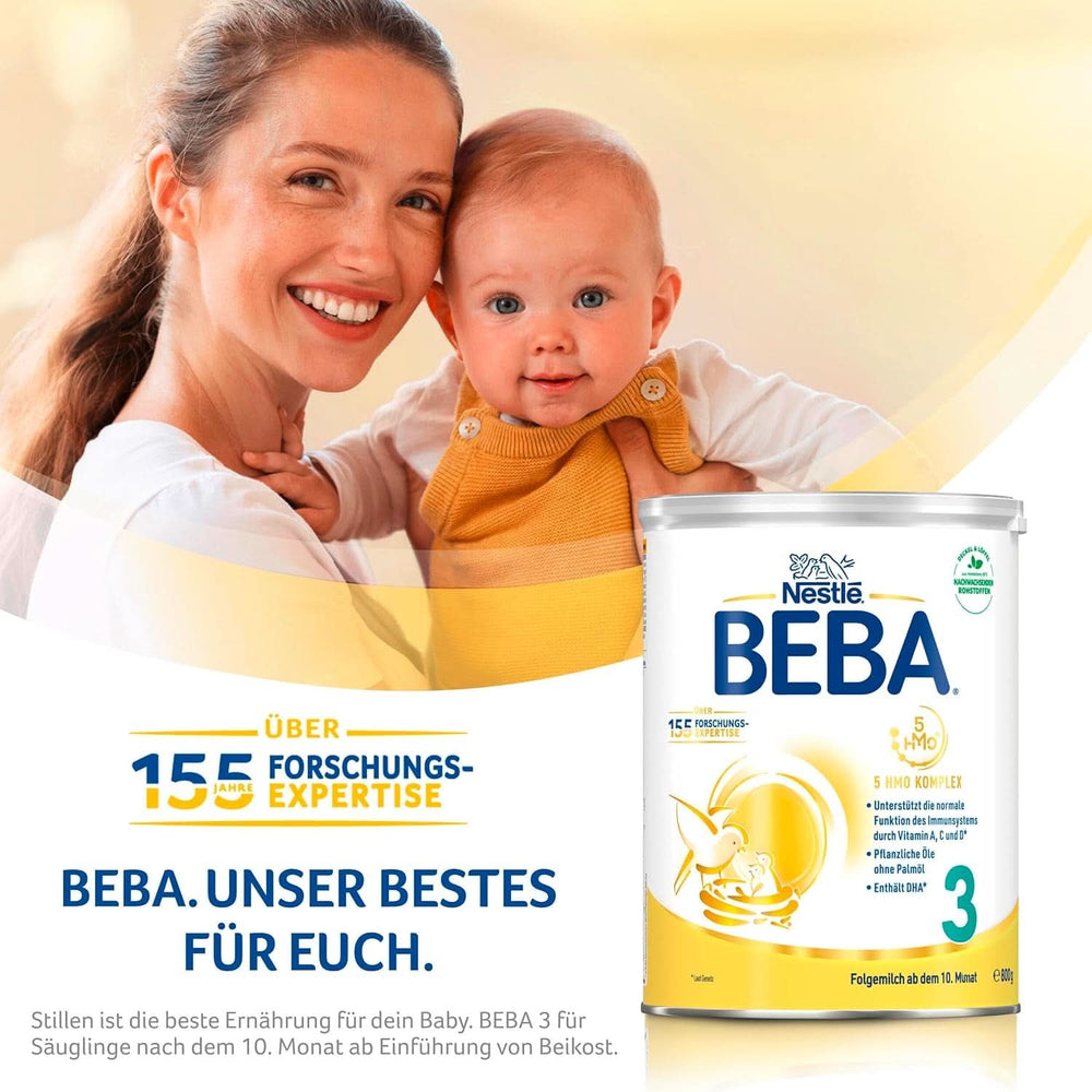 Nestle BEBA 2 Follow-on milk powder after 6 months, with complex 5 HMO, lactose only, without palm oil, pack of 3 (3 X 800G) Mother and Child Naty Shop
