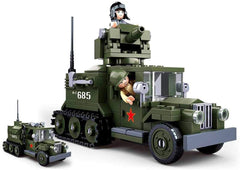 Sluban SL95556, WWII - Alliiertes Halbkettenfahrzeug [M38-B0685], Spielset, Klemmbausteine, Soldaten, mit Spielfigur, Army WWII, Multi Color