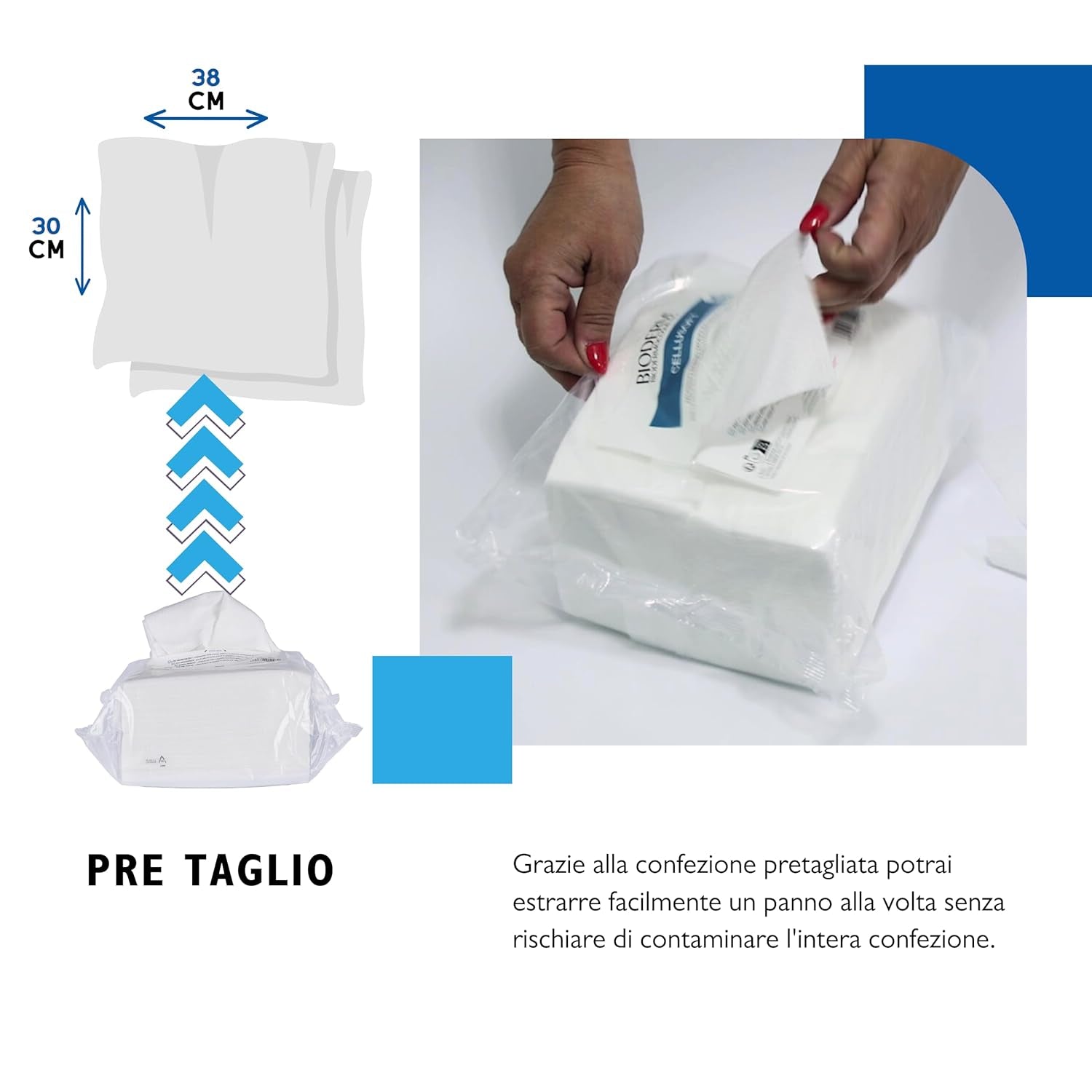 BIODERM Cellusoft - soft, multifunctional, disposable viscose and polyester wet wipes - multifunctional wipes for the delicate hygiene of sensitive and reddened skin of the elderly and children - 30 x 38 cm (50