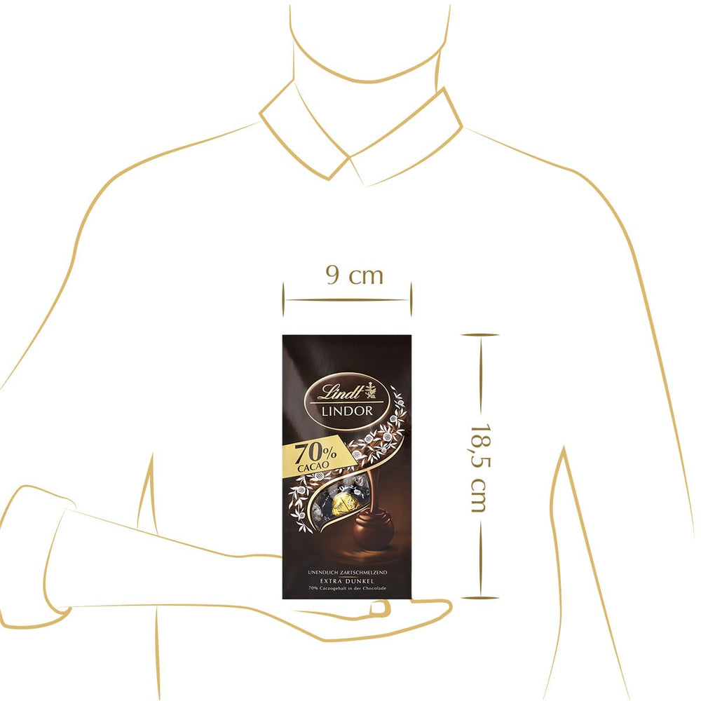 Lindor chocolate balls 70% extra dark cocoa | 137g bag | Approx. 10 balls of fine dark chocolate with melt-in-your-mouth filling | Gift of chocolate | Chocolate gift