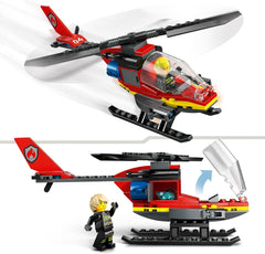 LEGO City Fire Brigade Helicopter, helicopter toy and pilot figure set, fire helicopter for an imaginative play experience, gift for children, boys and girls from 5 years old 60411 Building sets Besuche den LEGO-Store