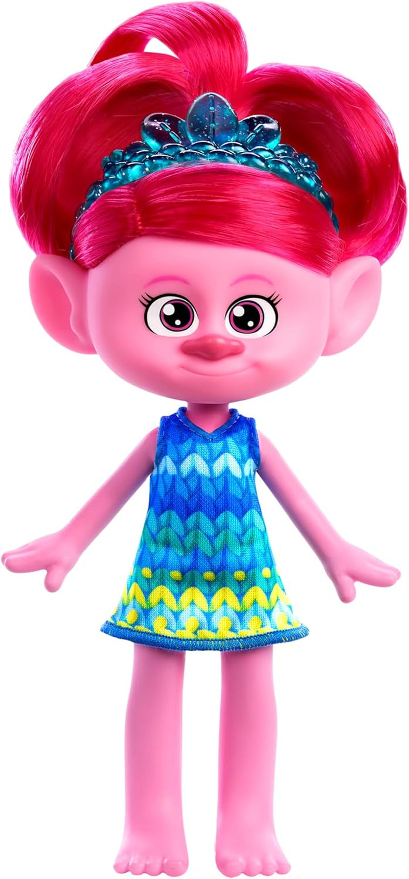 Mattel DREAMWORKS TROLLS Gemeinsam Stark – Haarige Überraschungen Chenille Puppe mit leuchtend blauem Haar zum Stylen, lila Stirnband, für Kinder ab 3 Jahren, HNF15