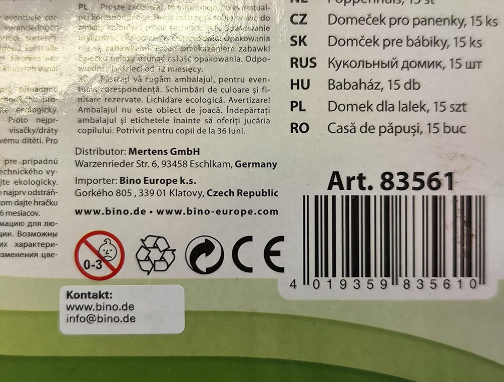 Bino World of Toys Dollhouse with balcony, Toy for toddlers from 3 years old, with 3 floors, stairs, 4 rooms and balcony incl. 15-TLG. Accessories, To promote children's skills, Pink design Naty Shop dollhouses