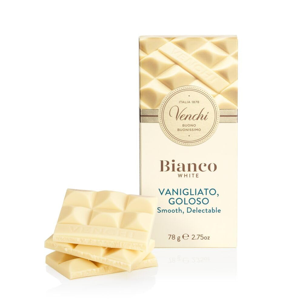 Venchi – Baton de ciocolată albă extra, 78 g – cu vanilie – Fără gluten