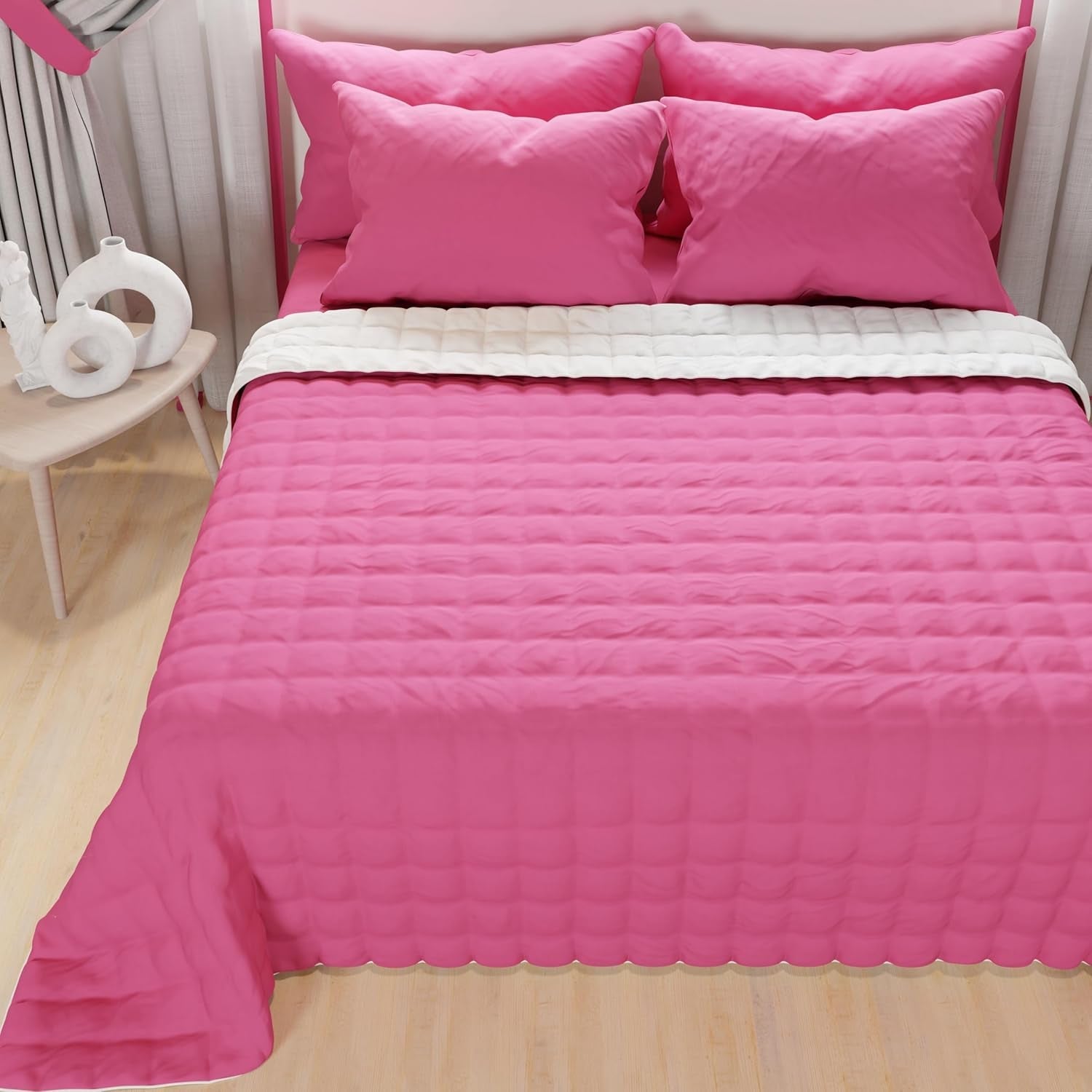 PETTI Artigiani Italiani - Cuvertură pentru pat single, cuvertură cu două fețe, cuvertură de primăvară, albastru miezul nopții, alb, 100% Made in Italy