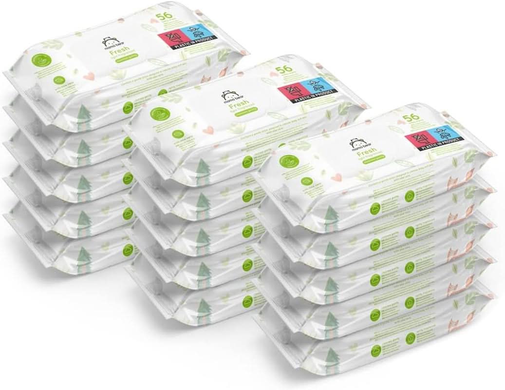 Șervețele proaspete pentru bebeluși cu Aloe Vera Mama Bear Naty Shop 56 bucăți (pachet 18)