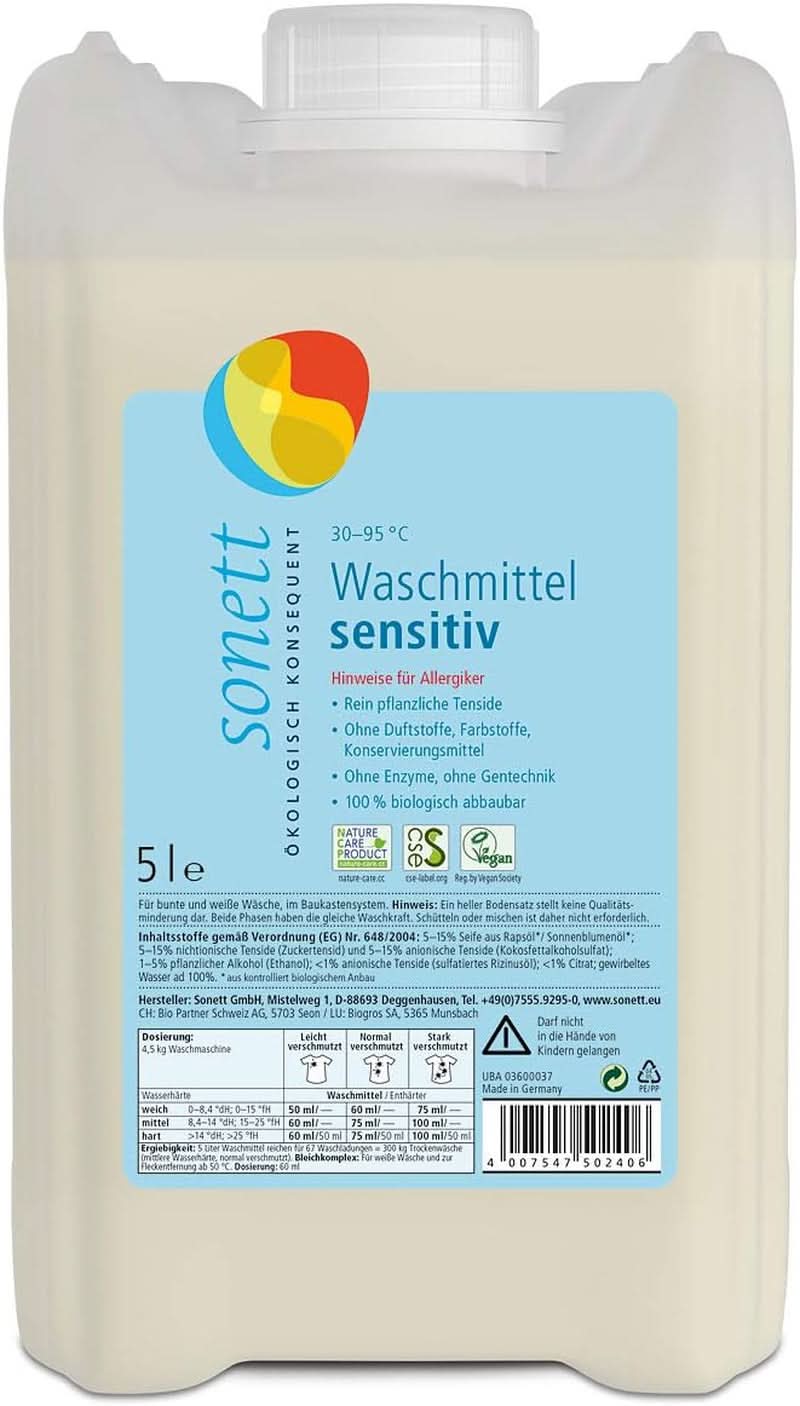 Lichid de spălat vase Sonett Sensitive, 1 litru Naty Shop 5 litri