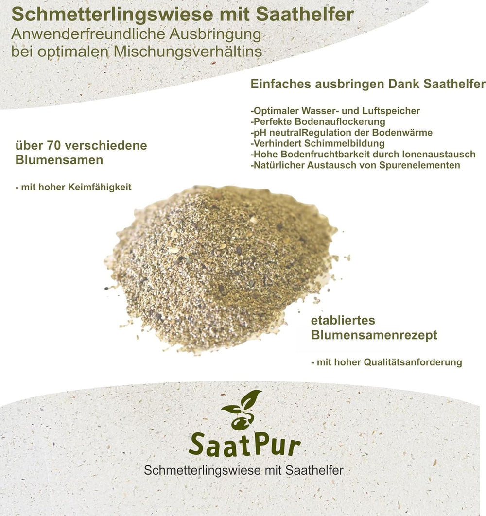50-75 M² Schmetterlingswiese 0,5 Kg (Ohne Gras, Mit Saathelfer) – Für Sandige Standorte 500G Wildblumenmischung Blumenmischung