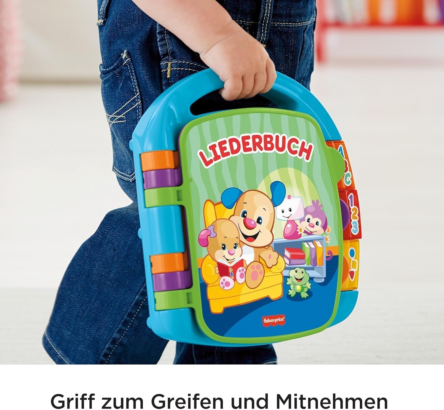 Fisher-Price distracție de învățare, carte de cântece, carte de muzică pentru copii, jucărie muzicală pentru copii, carte electronică pentru copii, de la 6 luni, versiune germană, CDH40 Jucarii Bebe Naty Shop