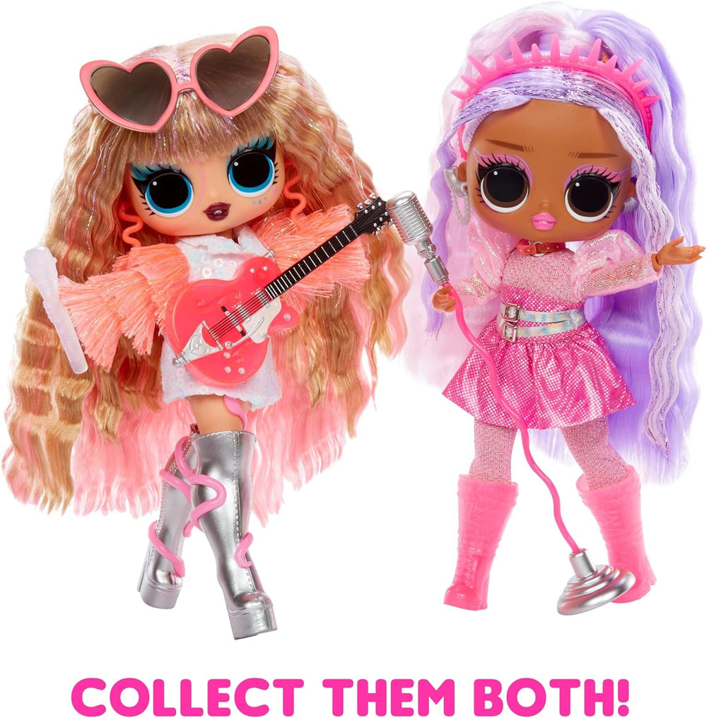 LOL Surprise! Tweens Neon Pop Stars - Thea Stars - 1 păpușă la modă, cu surprize cu iluminare din spate și peste 10 haine și accesorii Pop Star, inclusiv chitara ei roz aprins, cadou pentru copii cu vârsta de 4 ani și peste
