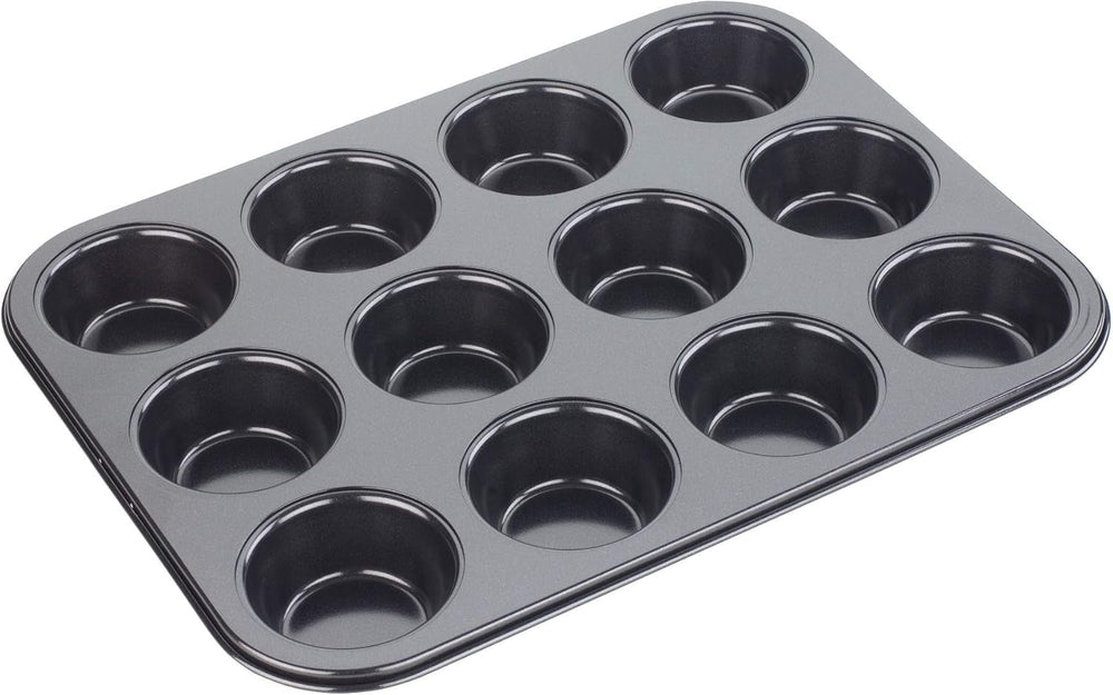 Tala Performance Muffin-Blech, 6 Löcher, Jumbo-Größe, Karbonstahl Von Professioneller Stärke, Mit Antihaftender Eclipse-Beschichtung, Schwarz Molds and baking trays Naty Shop 12 Muffinbecher