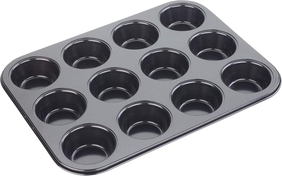 Tala Performance Muffin-Blech, 6 Löcher, Jumbo-Größe, Karbonstahl Von Professioneller Stärke, Mit Antihaftender Eclipse-Beschichtung, Schwarz Molds and baking trays Naty Shop 12 Muffinbecher