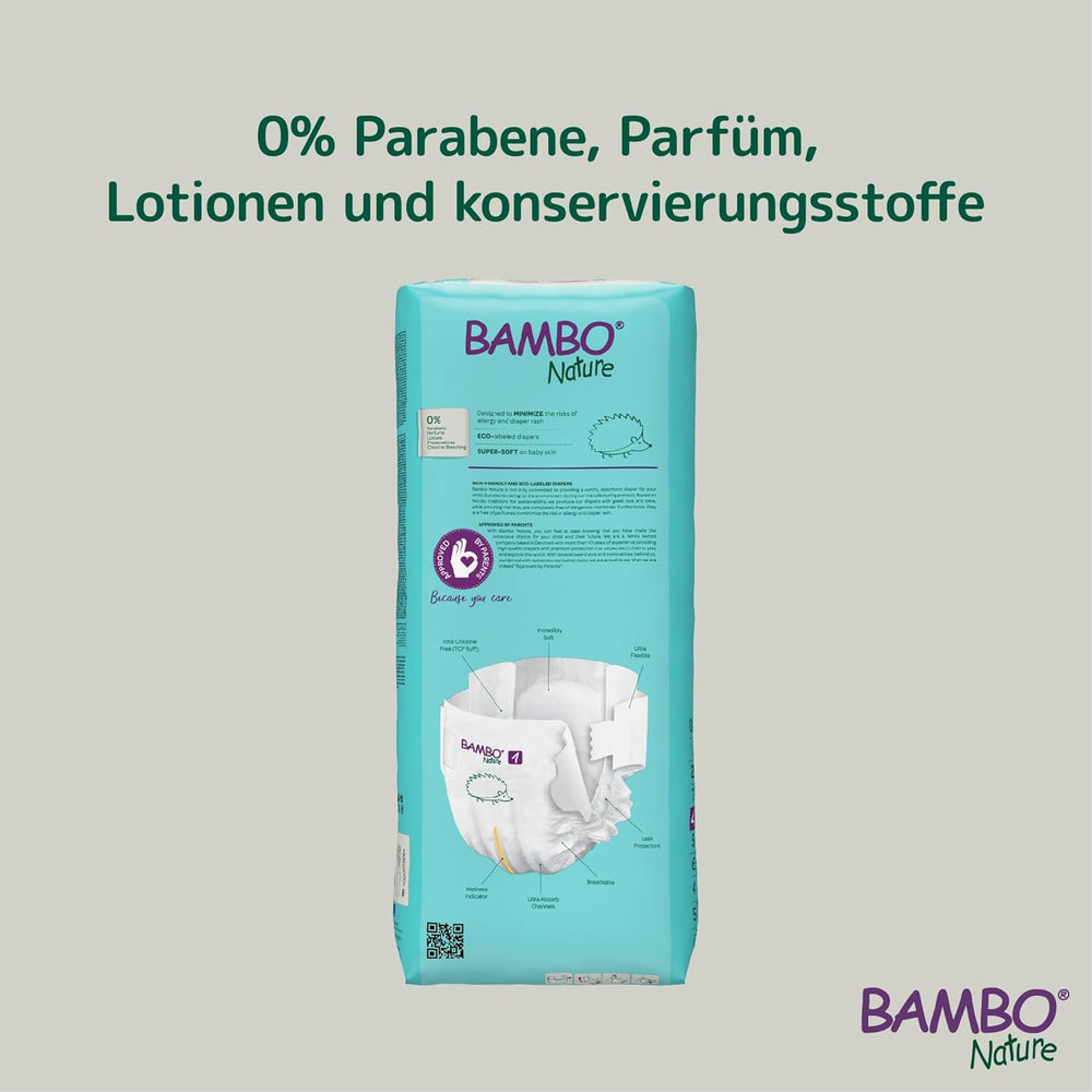 Bambo Nature baby diapers, size 4 (7-14 kg) - 48 pieces. Premium Diapers with Enhanced Leak Protection | Ultimate comfort and freedom for active kids | Dermatologically tested diapers